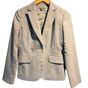 Ann Taylor Size 0 Light Blue White Pin Striped Blazer Professional Minimalist